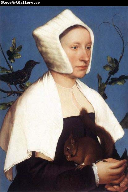 Hans holbein the younger Portrait of a Lady with a Squirrel and a Starling